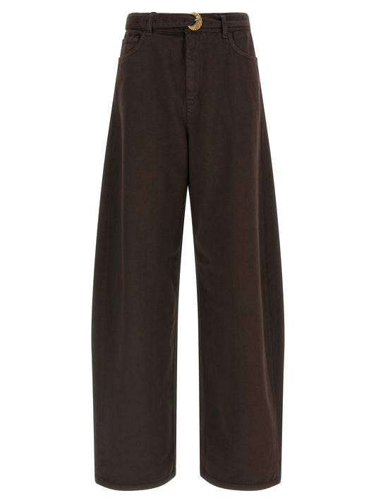 Brown Cotton High-Waisted Jean