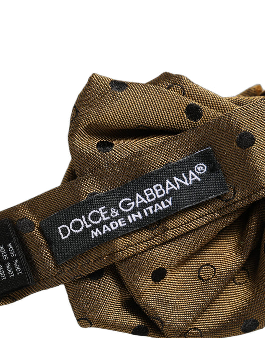 Men Brown Polka Dot Silk Adjustable Neck Papillon Bow Tie