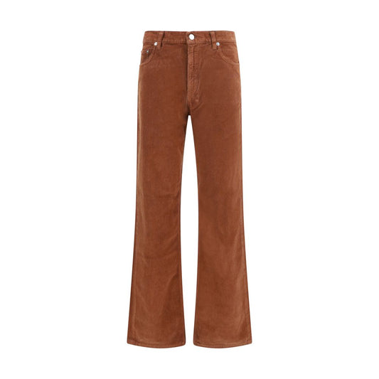 Brown Cotton Casual Pants