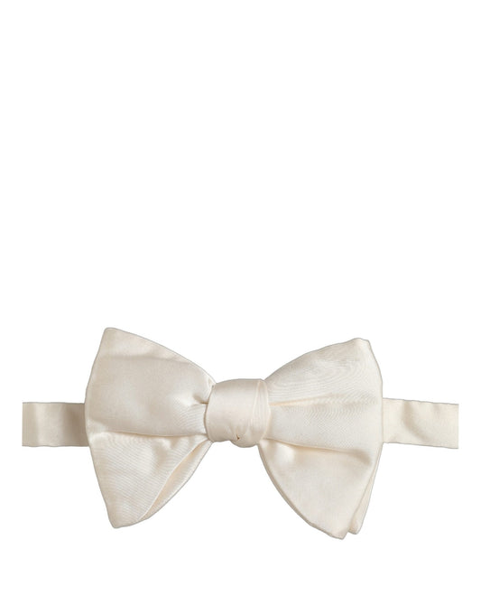 Men White 100% Silk Adjustable Neck Papillon Bow Tie