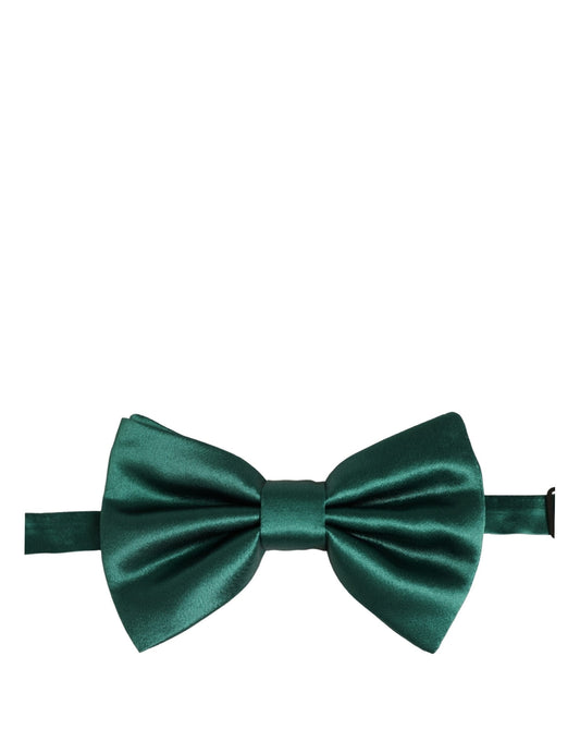 Men Green 100% Silk Adjustable Neck Papillon Bow Tie