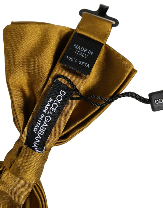 Men Mustard 100% Silk Adjustable Neck Papillon Bow Tie