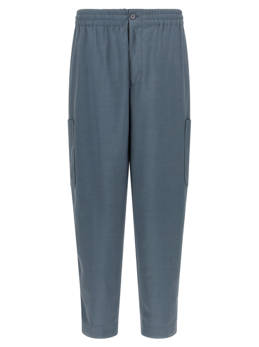 Gray Wool Cargo Pants