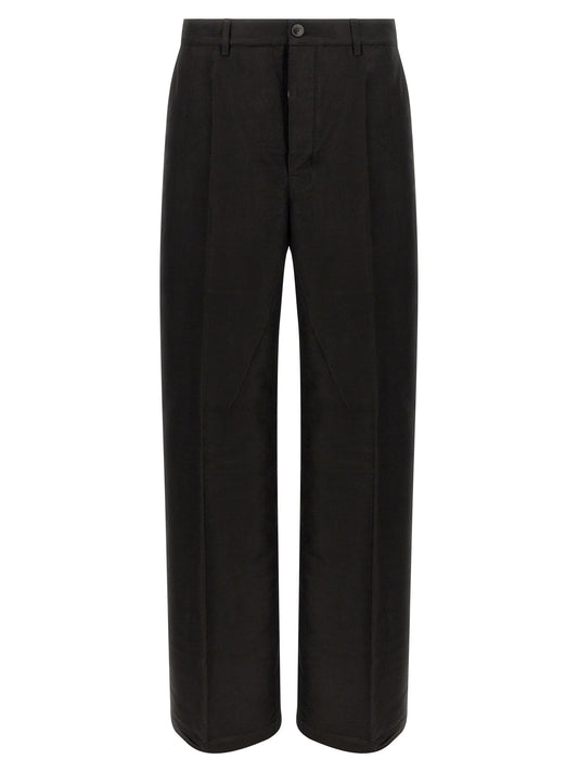 Black Ramie Casual Pants