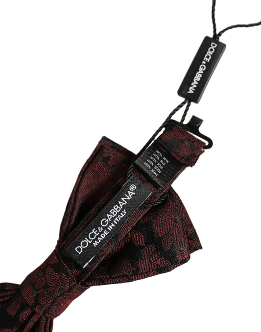Men Maroon Floral Silk Adjustable Neck Bow Tie