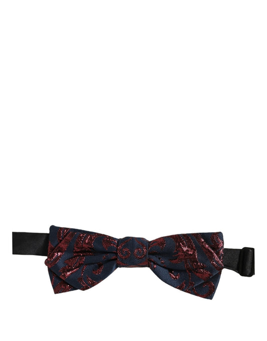 Men Blue Red Paisley Adjustable Neck Papillon Bow Tie