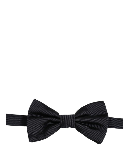 Men Dark Blue 100% Silk Adjustable Neck Papillon Bow Tie