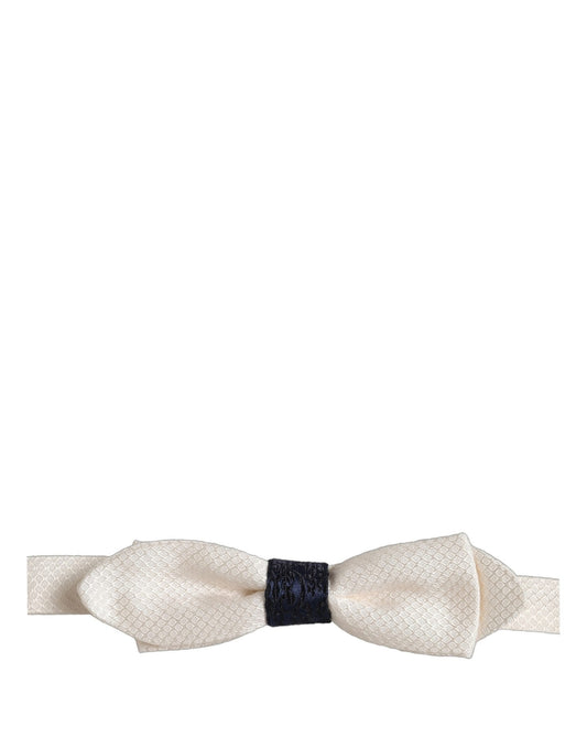 Men White 100% Silk Adjustable Neck Papillon Bow Tie