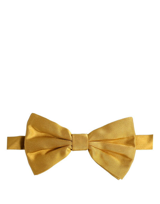 Men Yellow 100% Silk Adjustable Neck Papillon Bow Tie