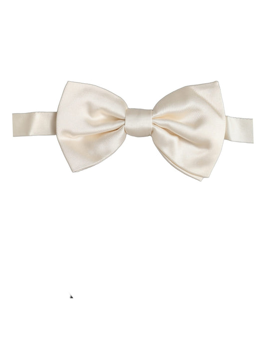 Men White 100% Silk Adjustable Neck Papillon Bow Tie