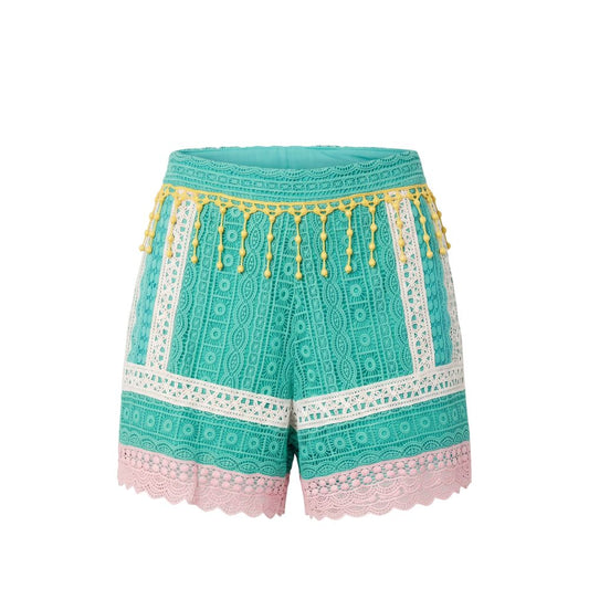 Green Cotton Women Shorts