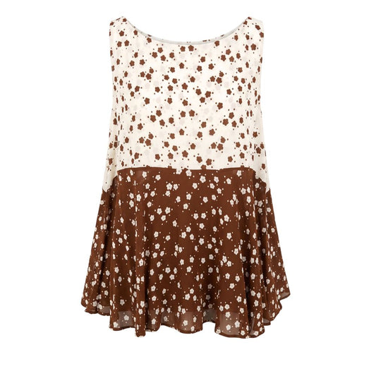 Brown Viscose Women Tank