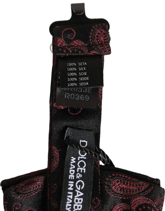 Burgundy Paisley Silk Adjustable Neck Papillon Bow Tie