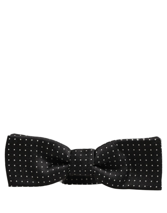 Black White Polka Dot Adjustable Neck Papillon Bow Tie