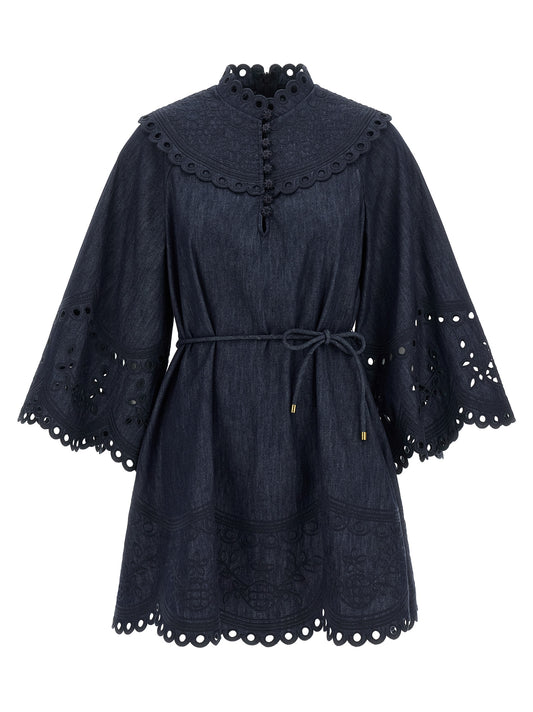 Blue Cotton Short Dress