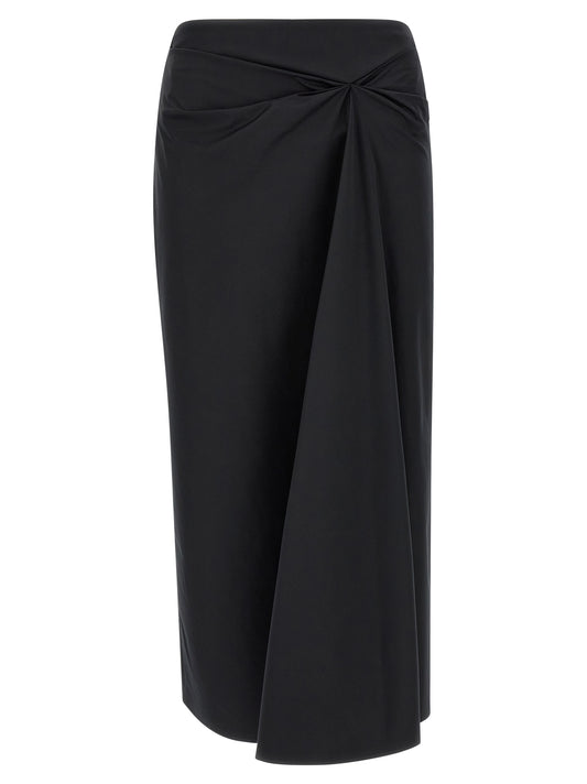 Black Cotton Midi Skirt