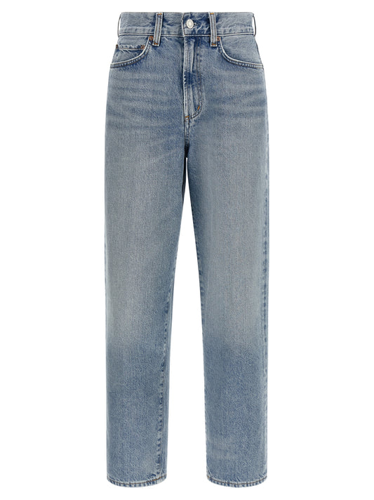 Blue Cotton Straight-Leg Jeans