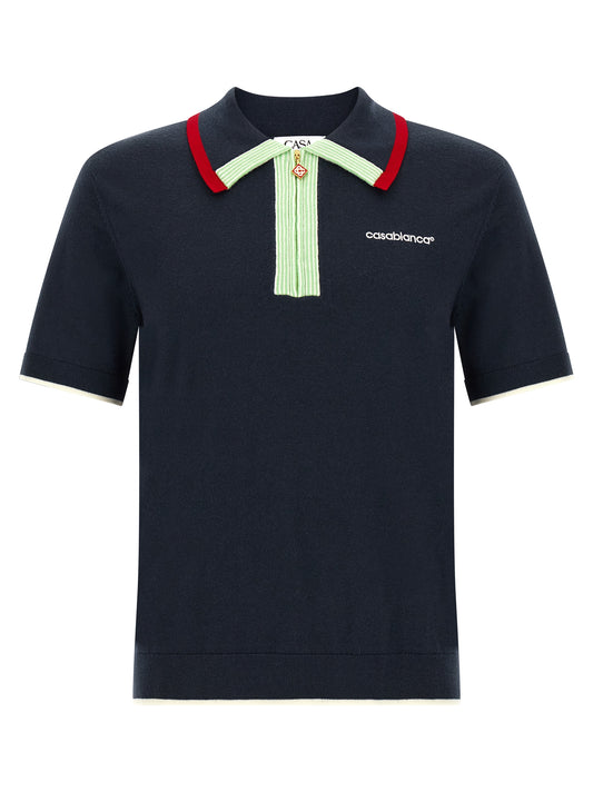 Blue Wool Polo Shirt