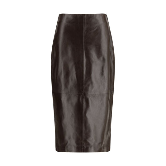 Brown Leather Long Skirt
