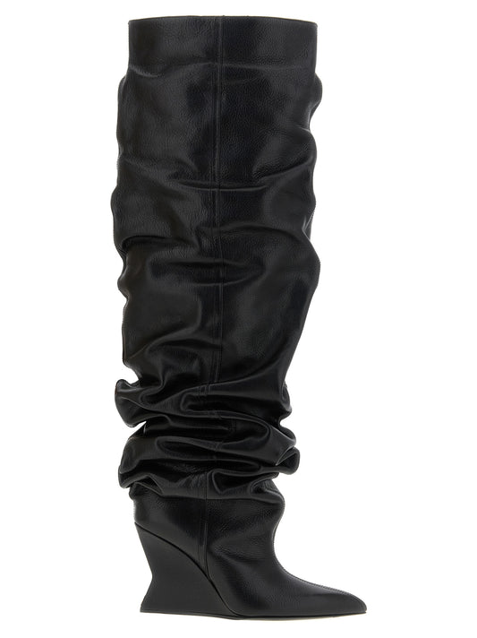 Black Calfskin Over The Knee