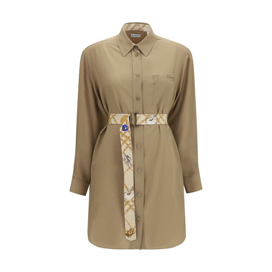 Beige Silk Casual Dress