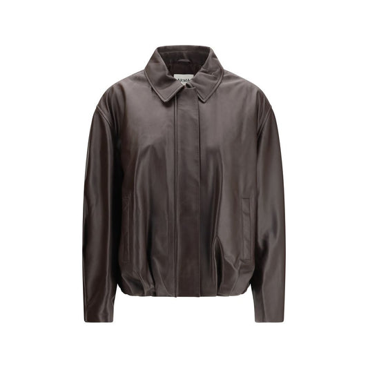 Brown Leather Bomber