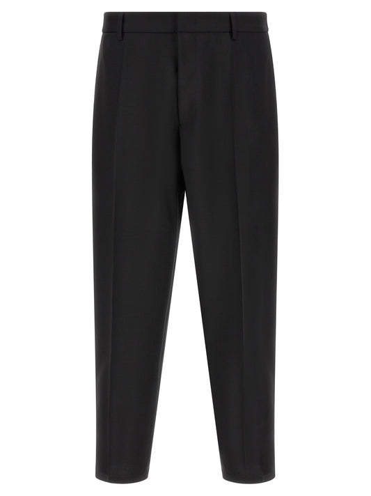 Black Virgin Wool Cropped Pants