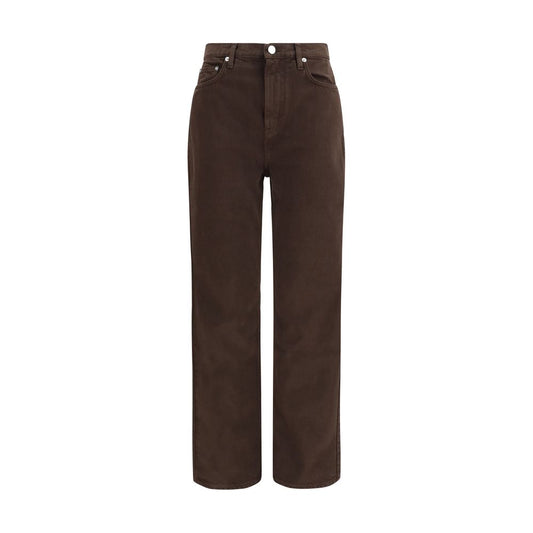 Brown Cotton Straight-Leg Jeans