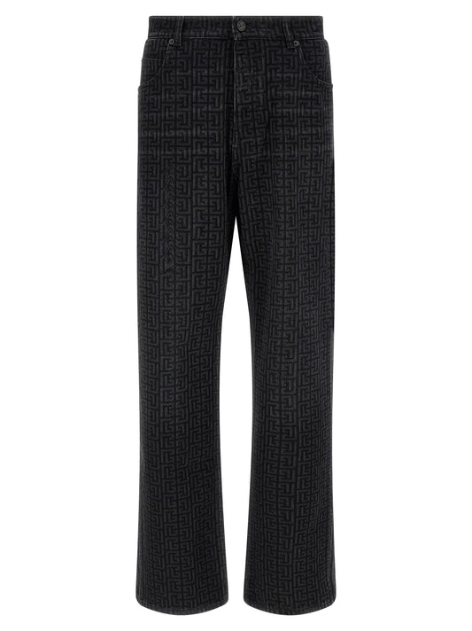 Black Cotton Straight-Leg Jeans