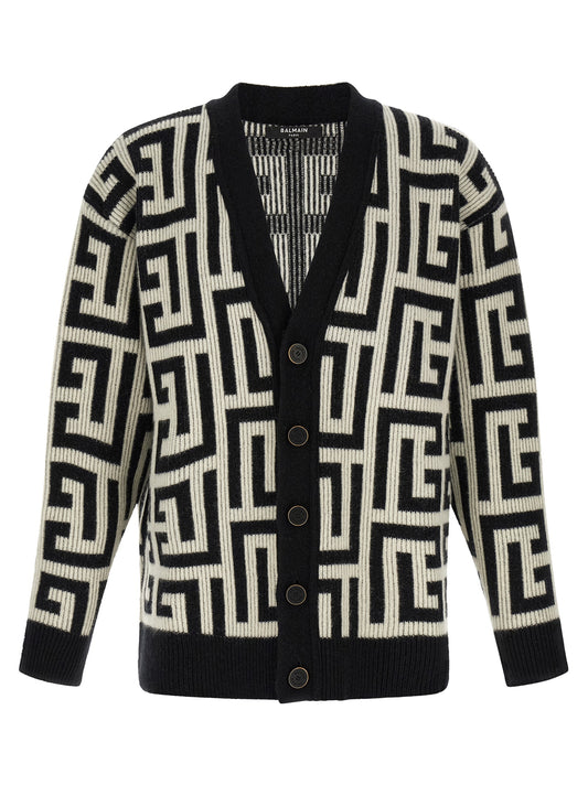Bicolor Merino Wool Cardigan