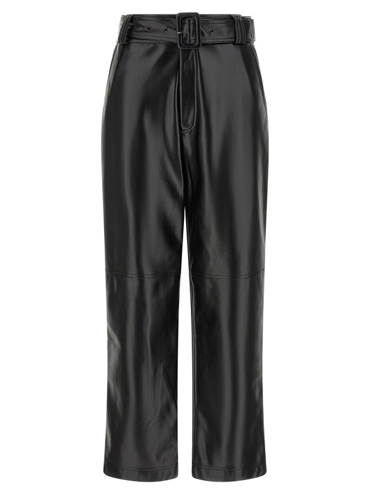 Black Polyester Cropped Pants
