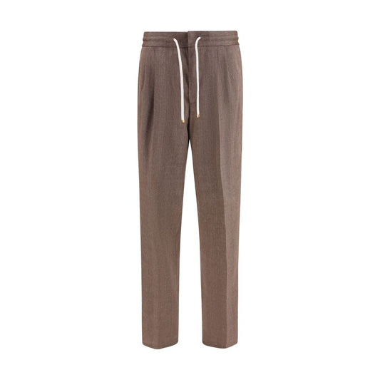 Brown Linen Casual Pants
