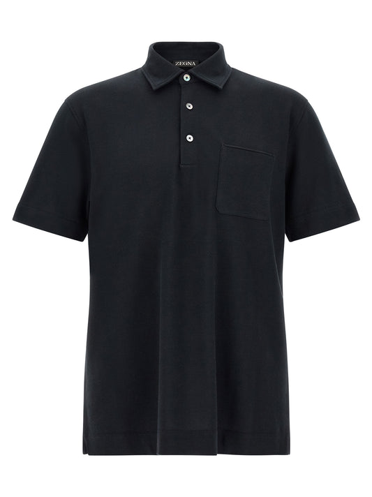 Blue Cotton Polo Shirt