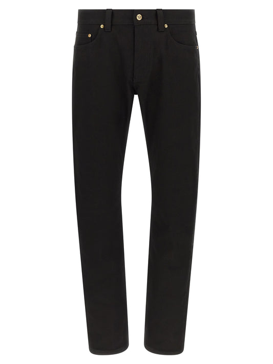 Black Cotton Straight-Leg Jeans