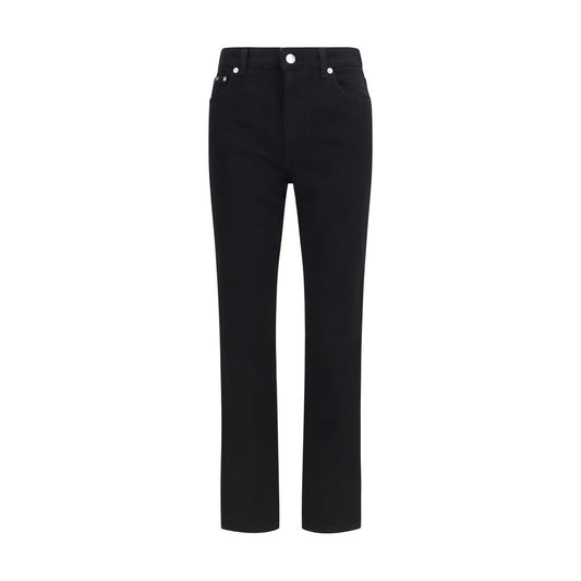 Black Cotton Straight-Leg Jeans