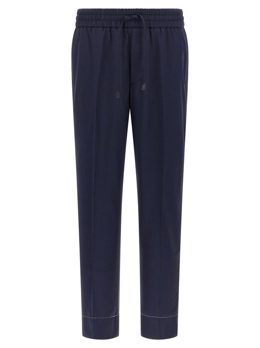 Blue Wool Casual Pants