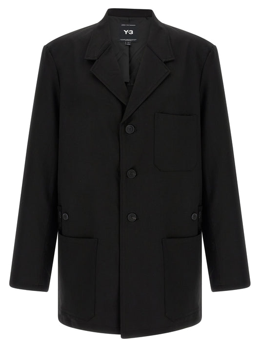 Black Wool Full-Length Jacket