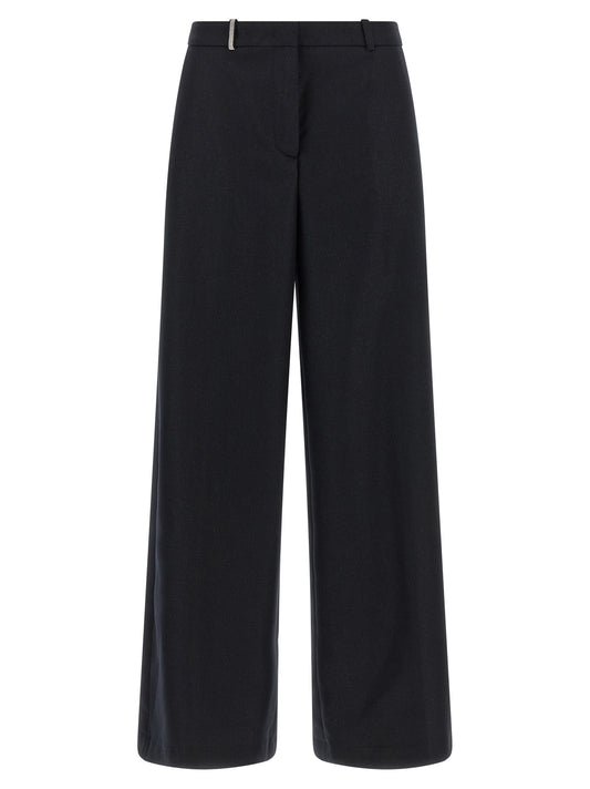 Blue Virgin Wool Casual Pants