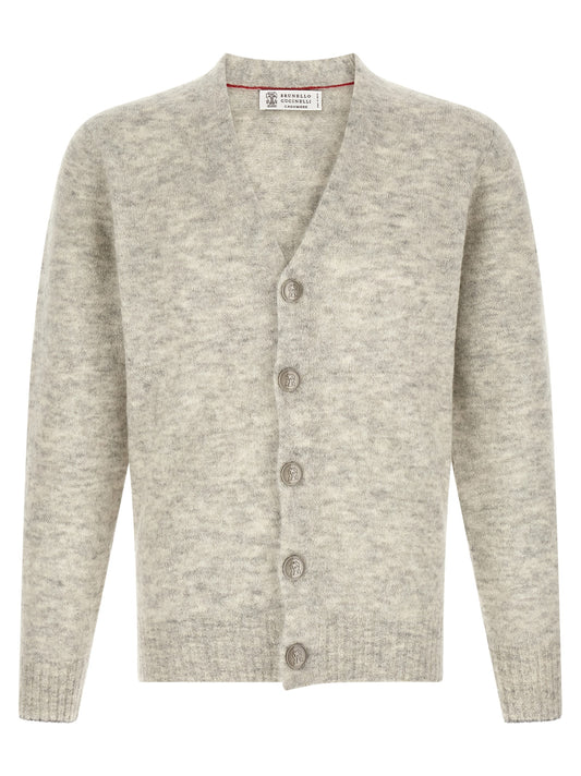 Gray Alpaca Leather Cardigan