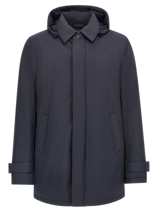 Blue Polyester Parka