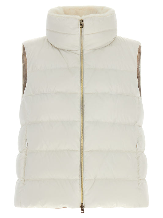 White Polyester Sleeveless Jacket