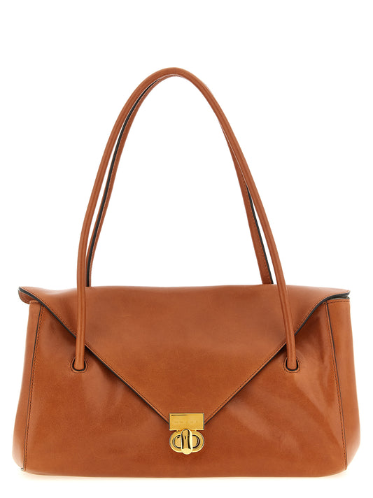 Brown Calfskin Shoulder Bag