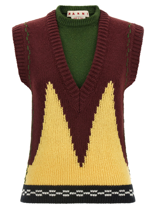 Bordeaux Wool Sleeveless Jacket
