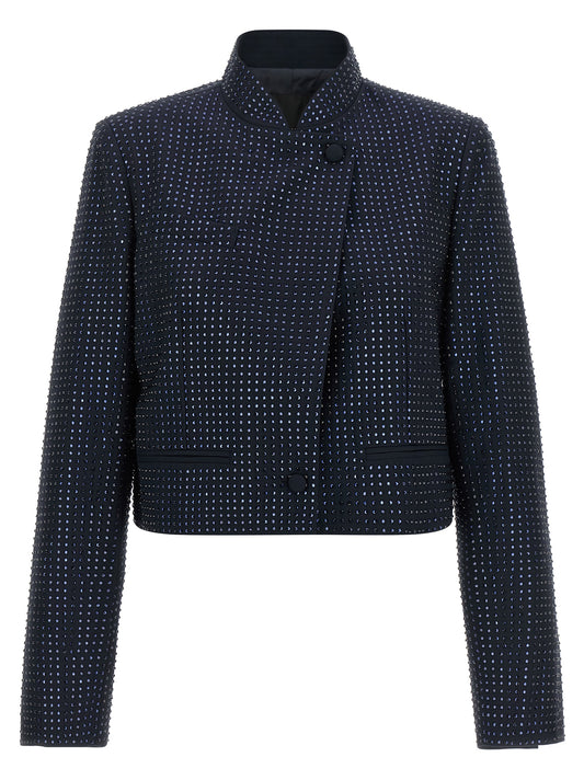 Blue Polyester Full-Length Jacket