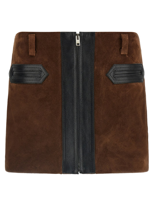 Brown Calfskin Long Skirt