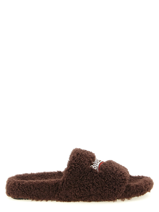 Brown Polyester Slides