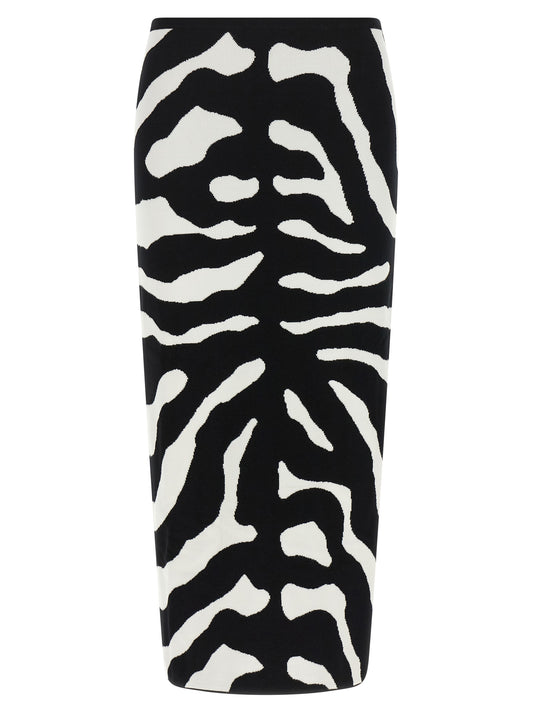 Bicolor Viscose Midi Skirt