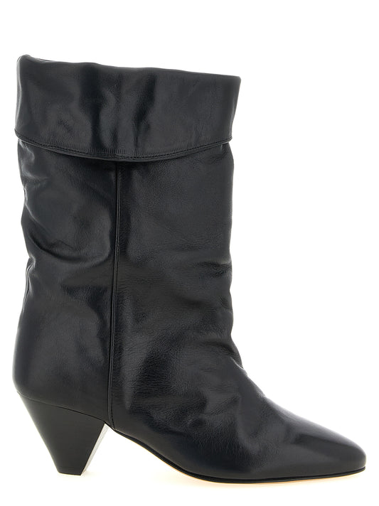 Black Cowhide Ankle Boots