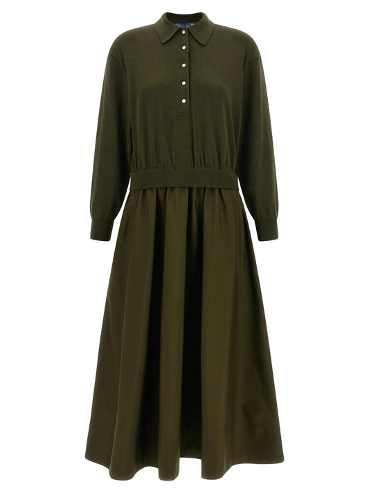Bicolor Wool Long Dress