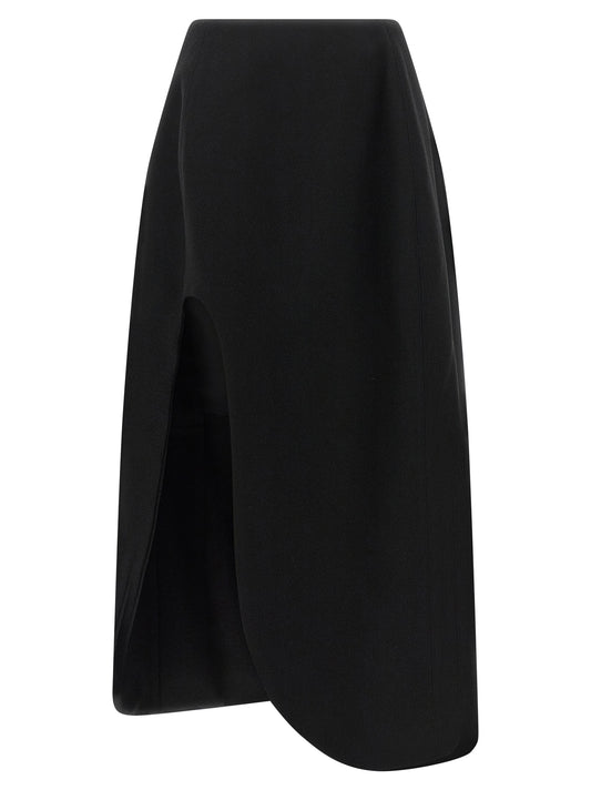 Black Virgin Wool Midi Skirt